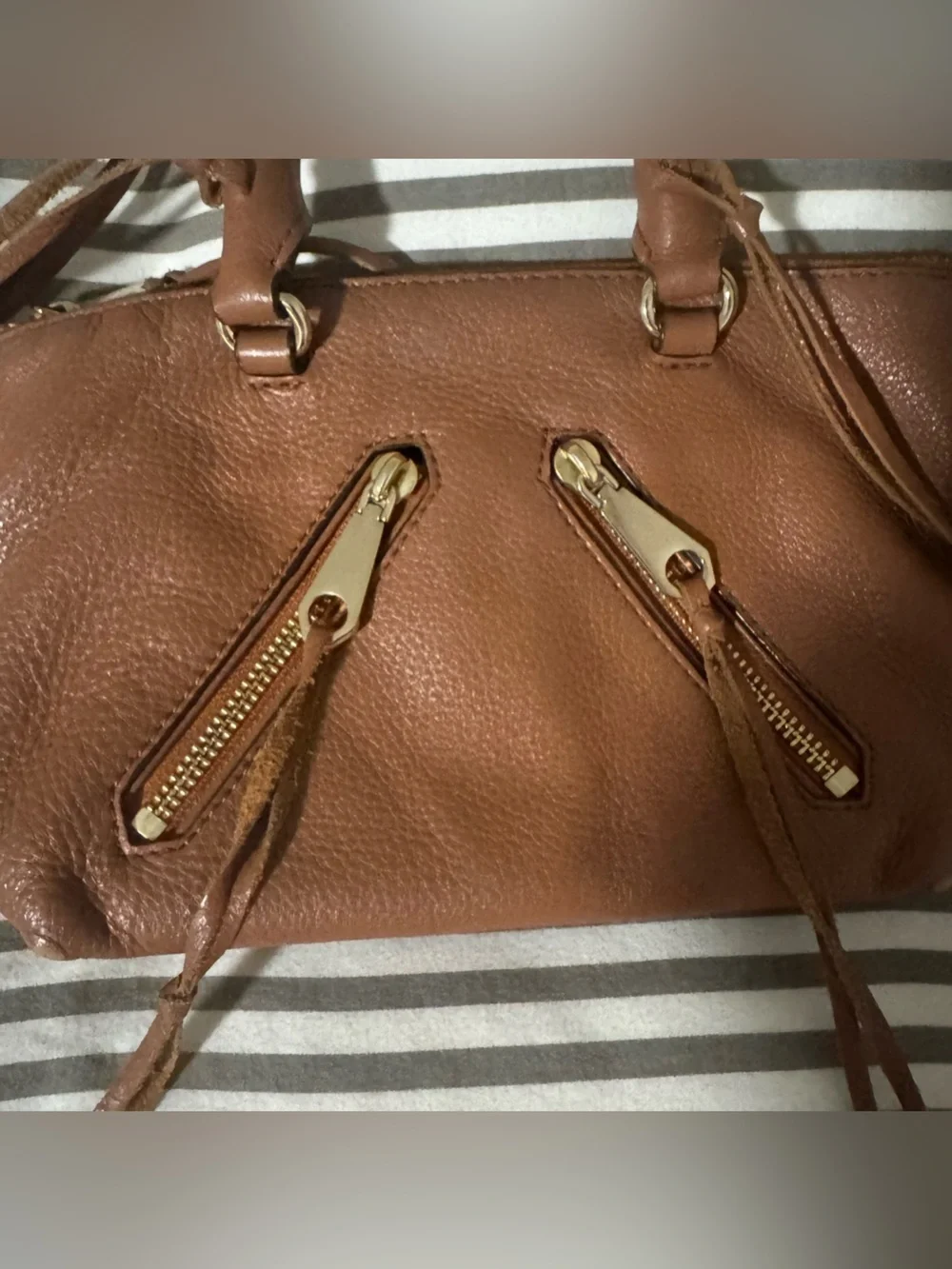 Rebecca Minkoff Micro Moto Satchel in Cognac